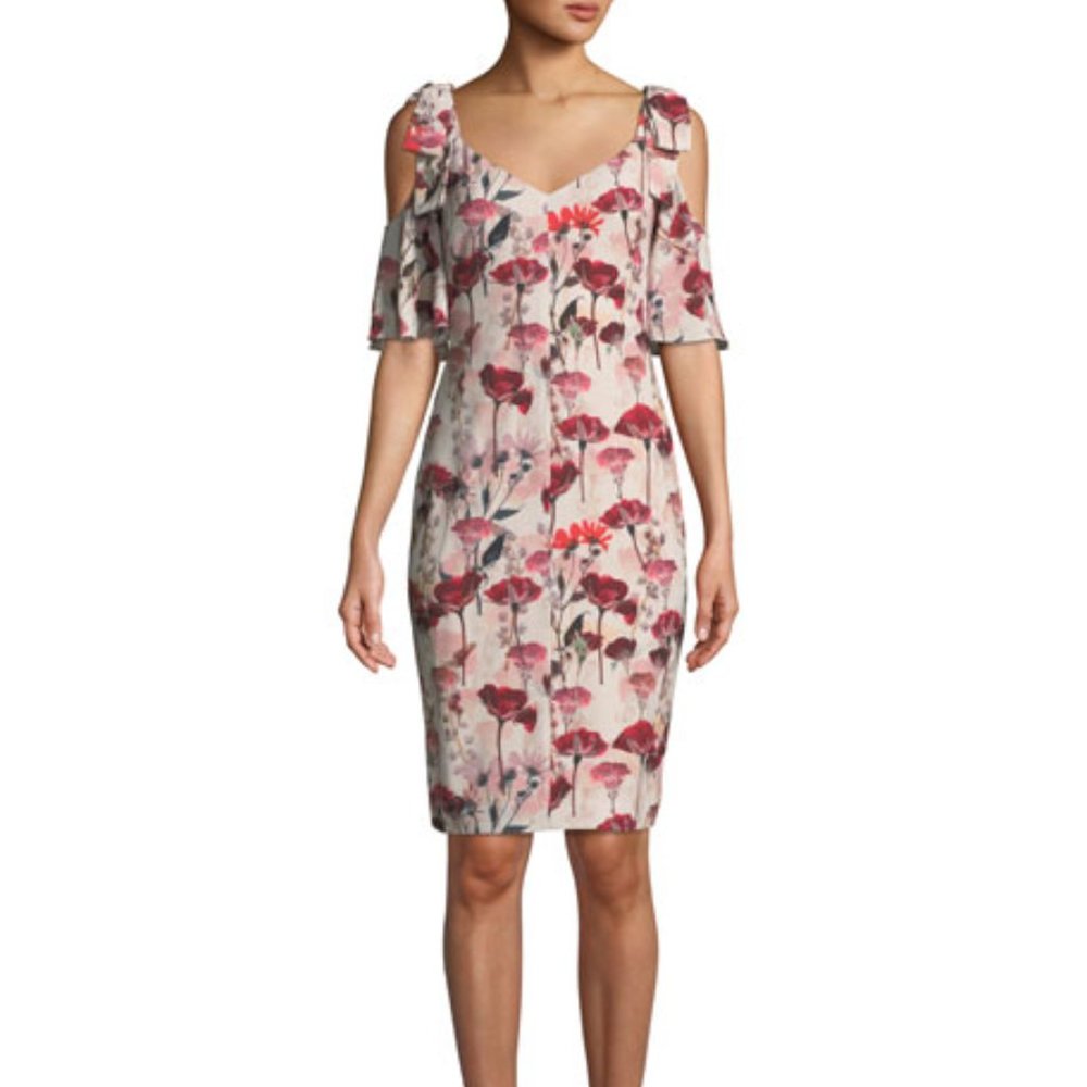 Black Halo Monaco Floral Cold Shoulder Sheath 10